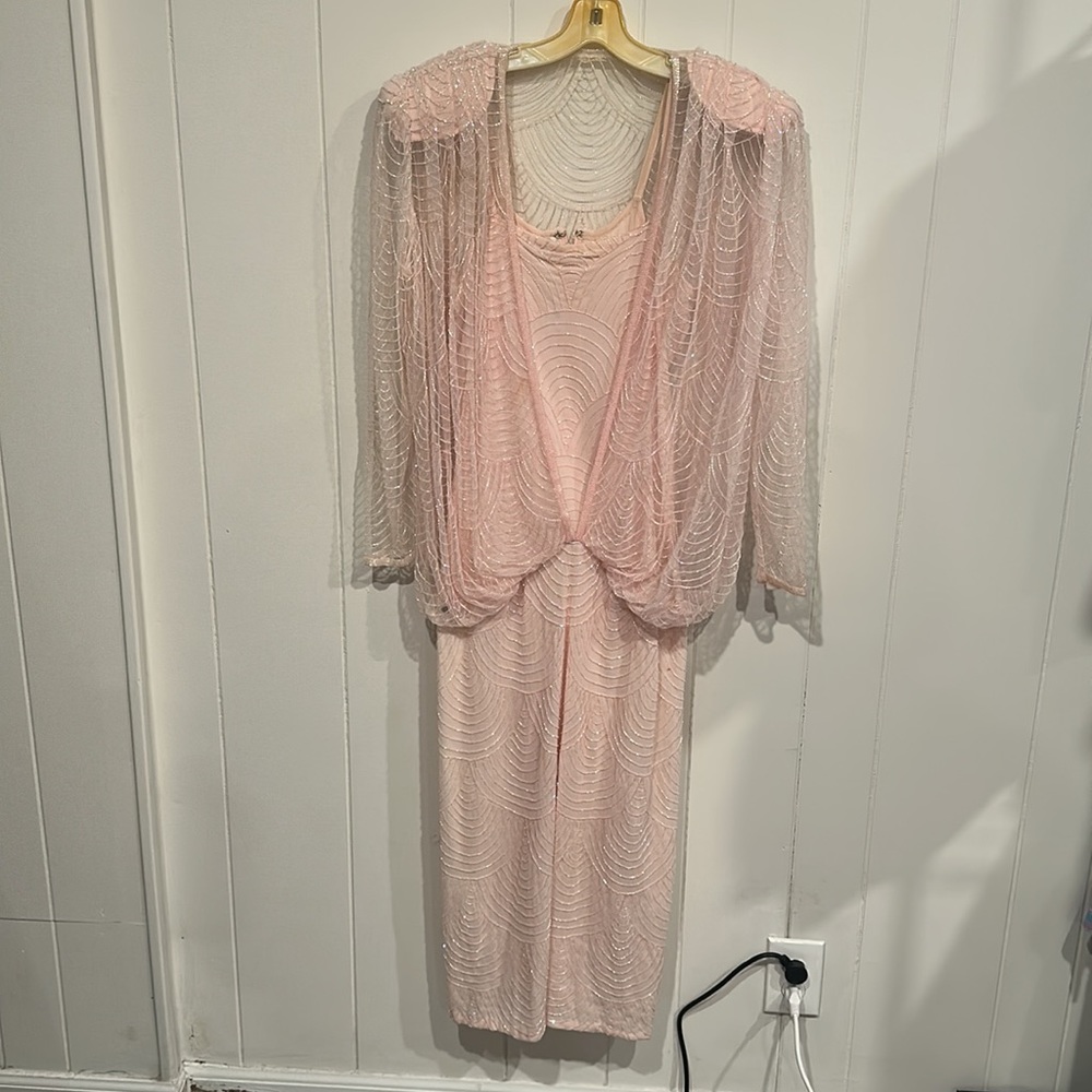 Vintage Judith Ann Creations Beaded Sequin Dress/Overlay